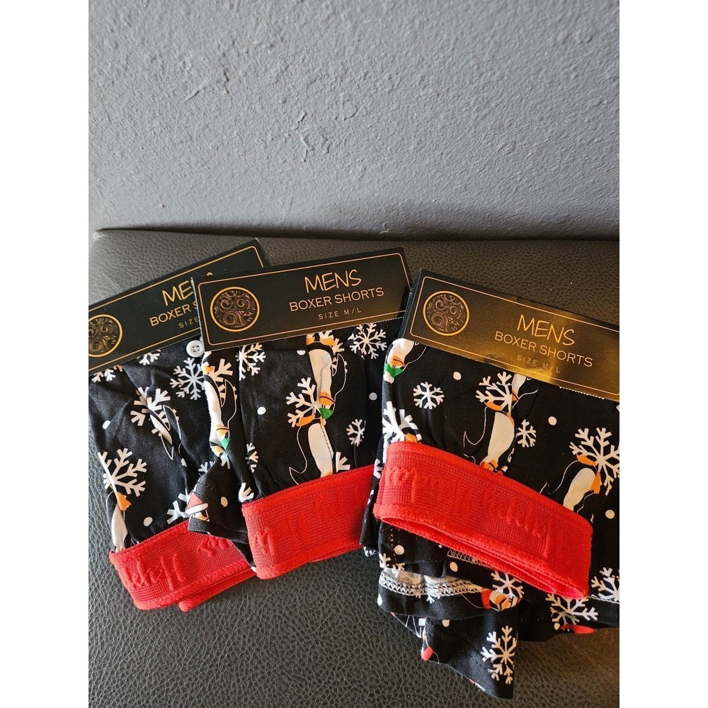 Mens boxer shorts M/L penguin themed‎ Christmas boxer set of 3